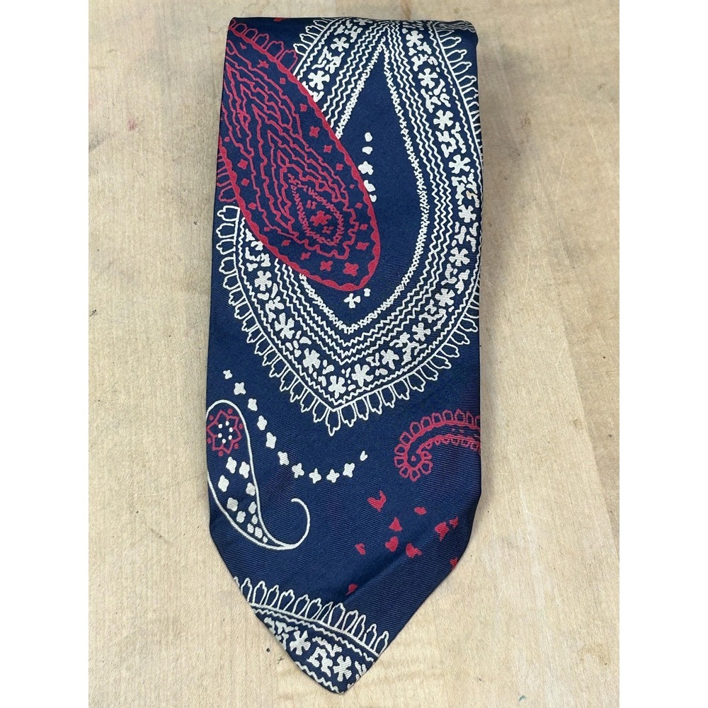 Vintage Abercrombie & Fitch Tie Mens One Size Blue Silk Paisley Made USA Necktie